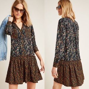 Maeve by Anthropologie Marlie Button-Front Chambray Tunic Dress